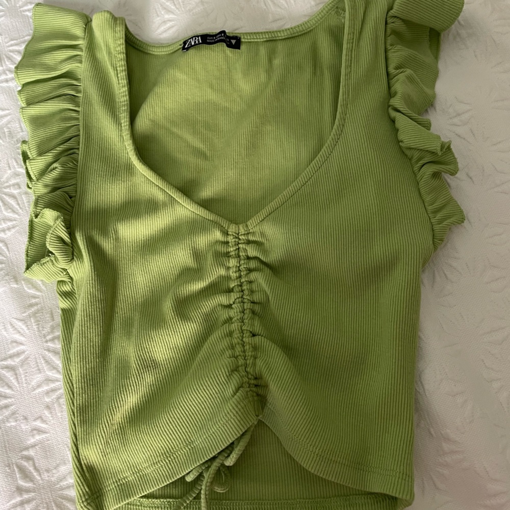Green Zara tie front top size small